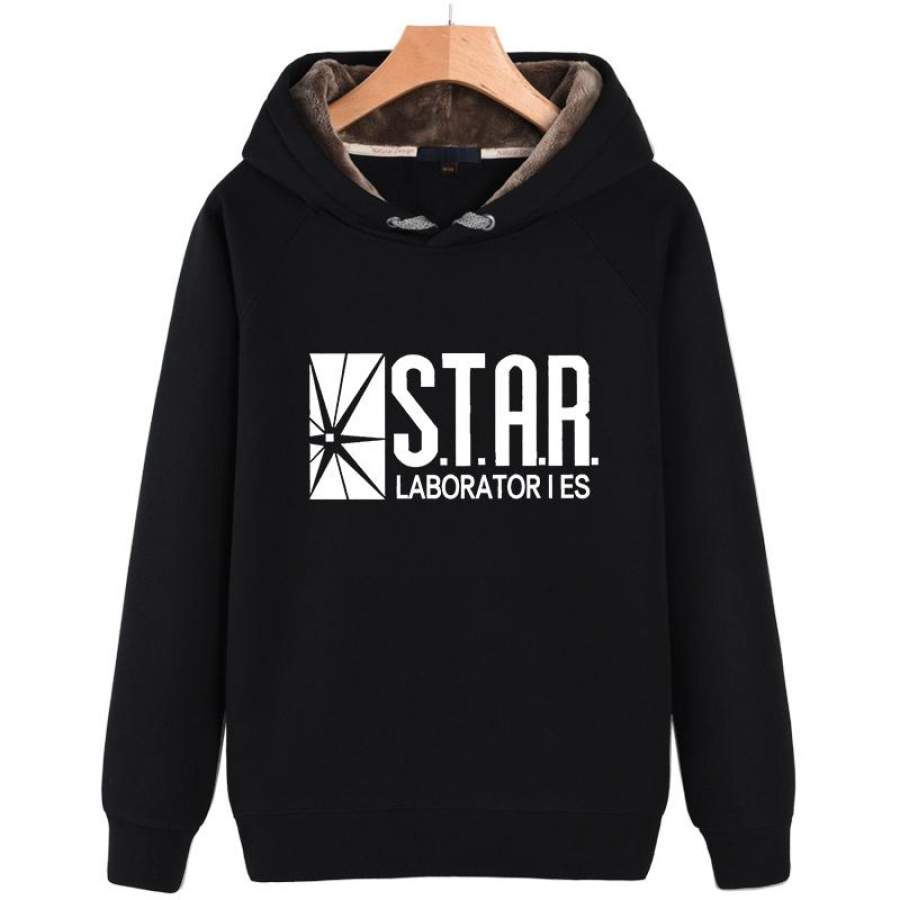 The Flash STAR Laboratories Logo Fleece Winter Jacket STAR Laboratories Hoodie for Adult