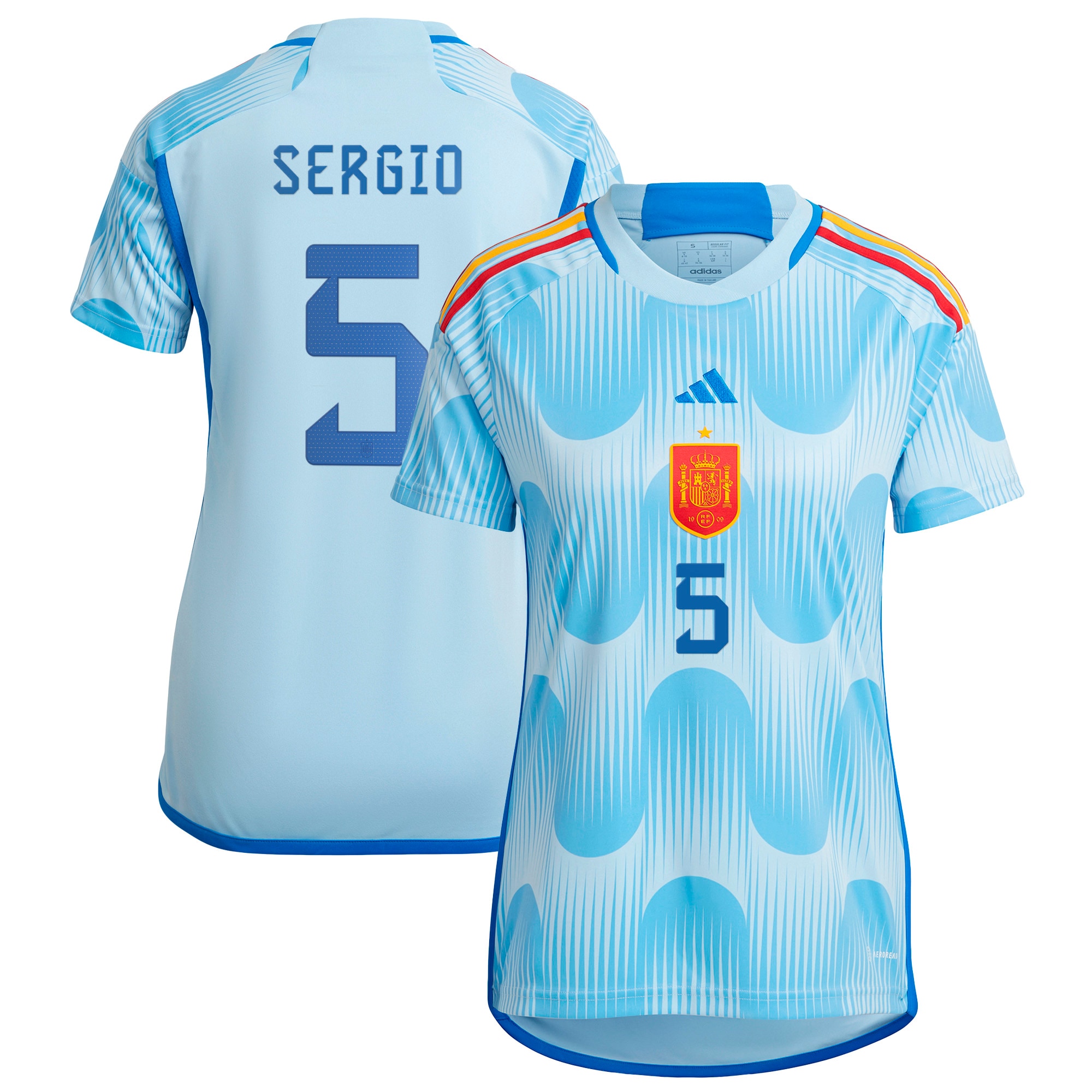 Sergio Busquets Spain National Team Women's 2022/23 Away Replica Jersey – Blue