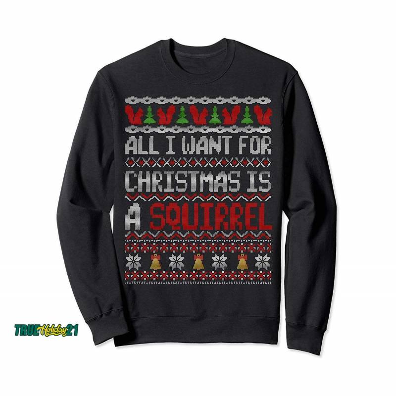 All I Want For Christmas Is A Squirrel Animal Xmas Gift Sweatshirt