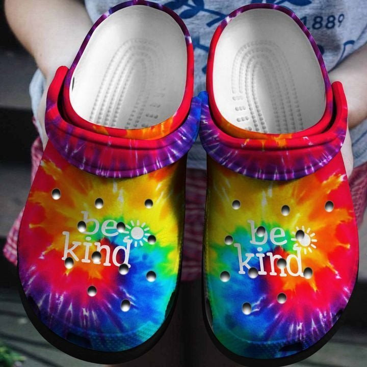 Be Kind Tie Dye Cool Crocs Classic Clogs Shoes Be Kind Outdoor Crocs Classic Clogs Shoes