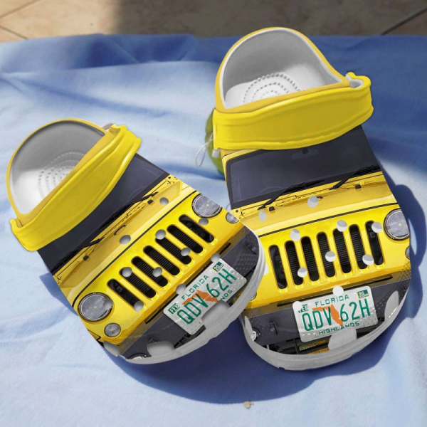 Yellow Jeep Crocss Shoes Crocband Clogs For Jeep Lover Hn