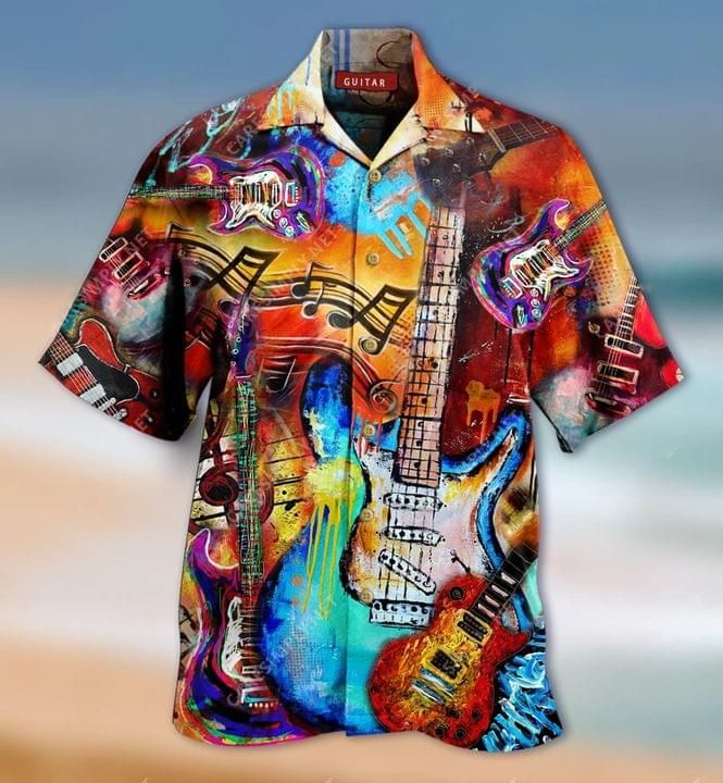 Guitar Music Hawaii Graphic Print Short Sleeve Hawaii Casual Shirt Ha79789