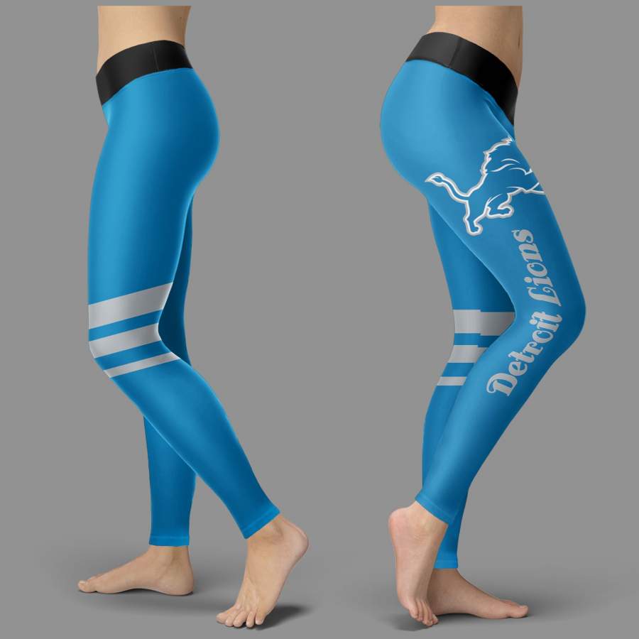 Through Great Logo Spread Body Striped Circle Detroit Lions Leggings