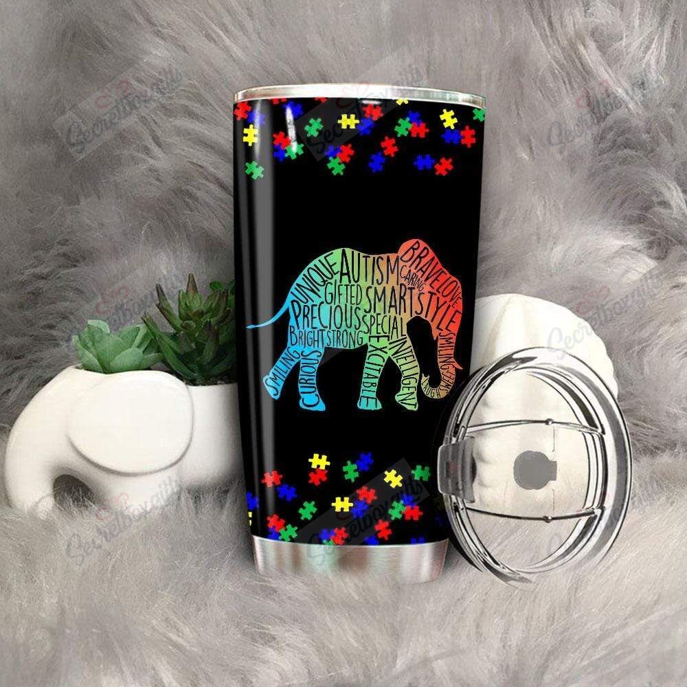 Personalized Autism Awareness Elephant Nc2011034Cl Stainless Steel Tumbler Customize Name, Text, Number