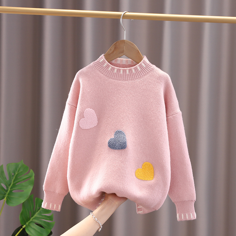 2023 Ins New Winter Thick Pullover Sweaters Girls Knit Overall Sweaters Children Winter Girls Sweater alx