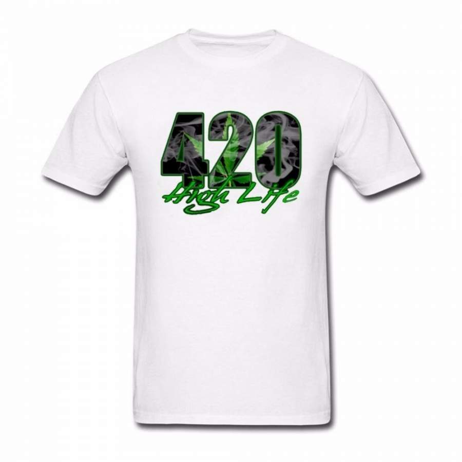 420 High Life Funny T-Shirt Men Short Sleeve Tops Fashion Summer Clothes Stinking Insect Cotton Tees