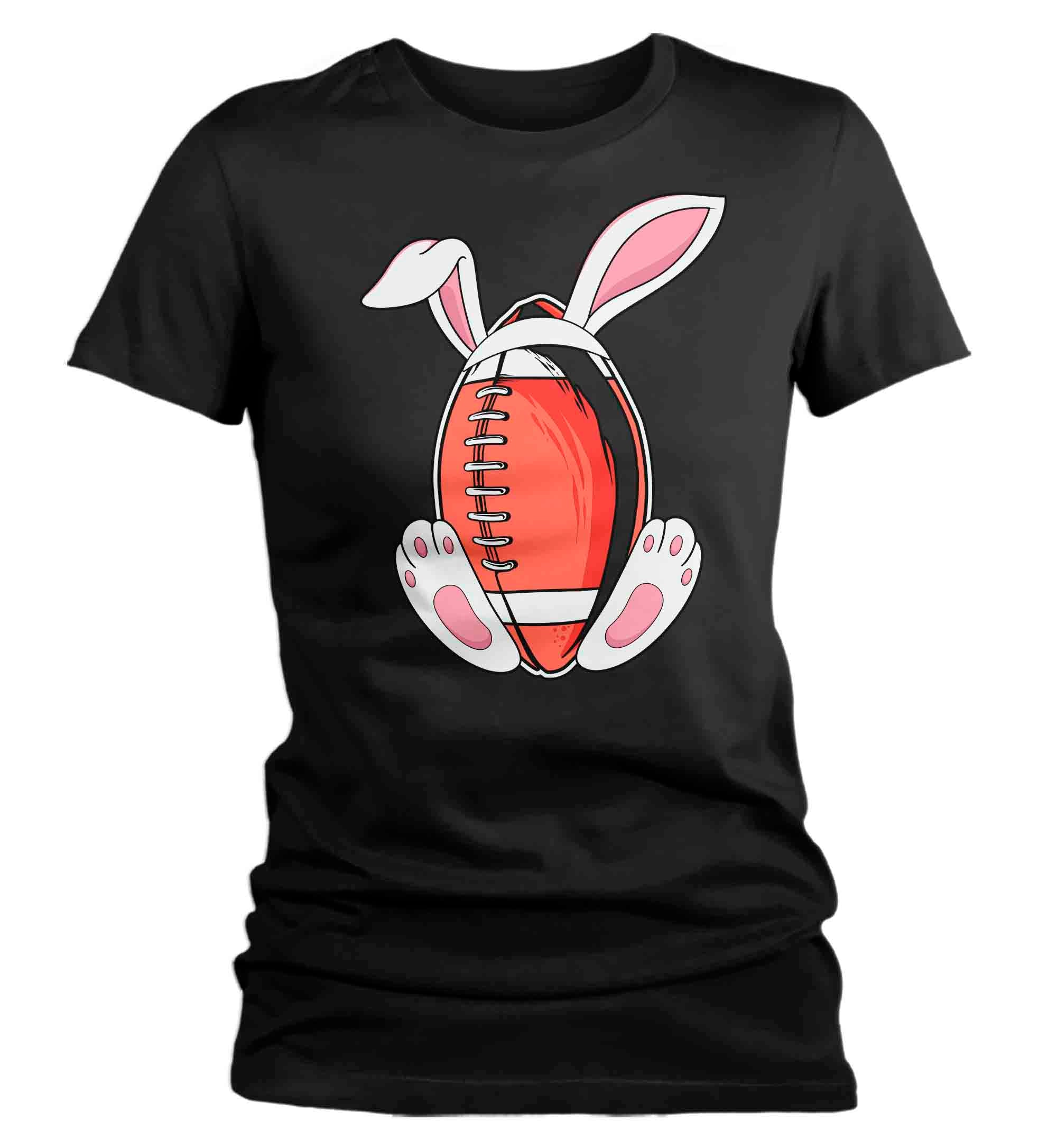 Women’S Funny Easter T Shirt Football Bunny Shirt Rabbit Ears Feet Football Coach Gym Teacher Tshirt Gift Easter Tee Ladies Woman