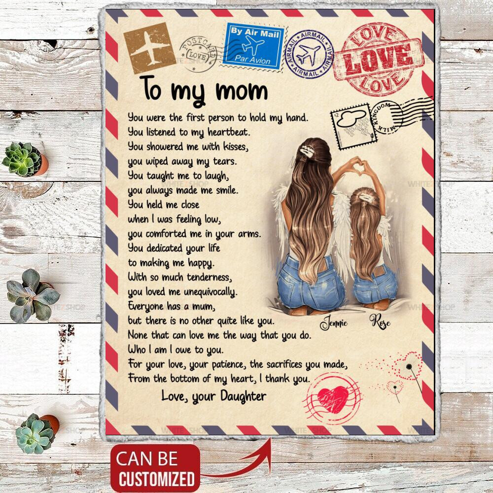 Mother’S Day Personalized Blanket Daughter To Mom Blanket Custom Name – You Were The First Person To Hold My Hand