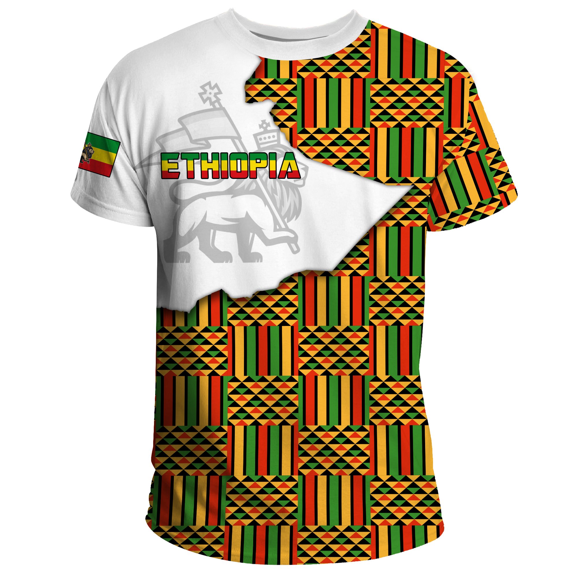 Ethiopia T-shirt, Kente Pattern Ethiopia Map A10