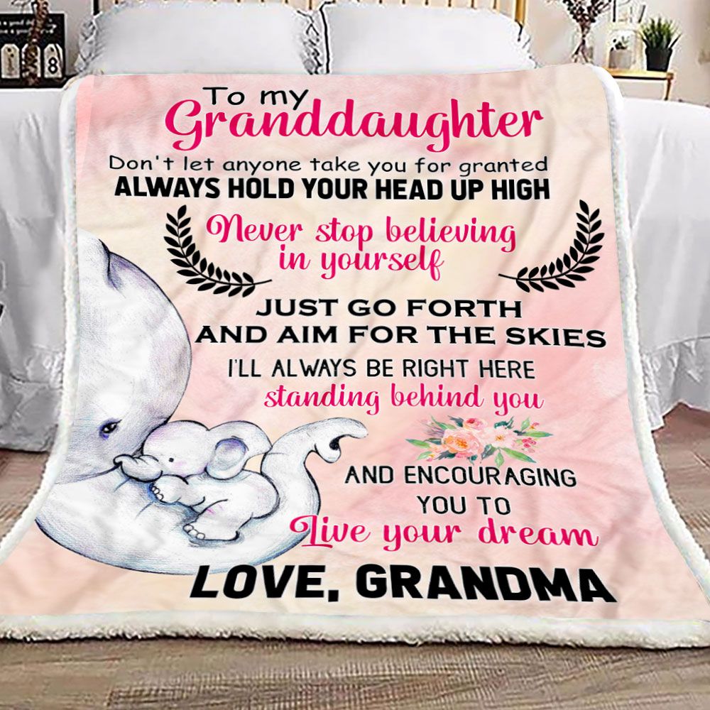 Grandma To Granddaughter Elephant Fleece Blanket – Quilt Blanket | Gift For Granddaughter