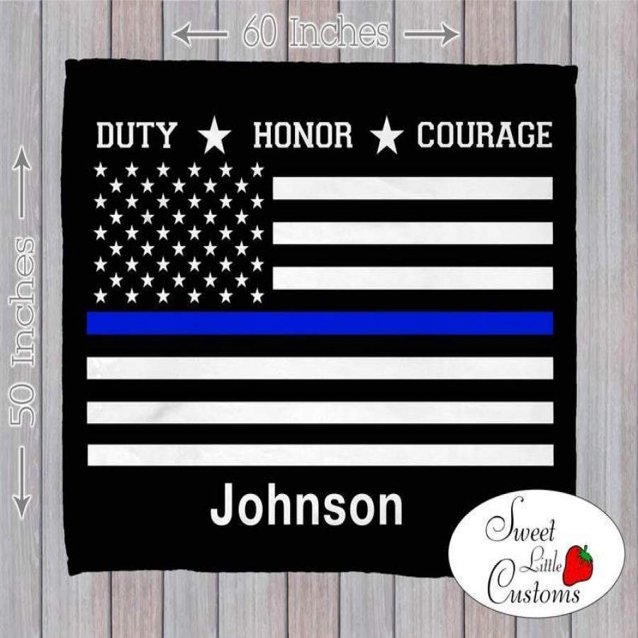 Thin Blue Line Blanket – % of proceeds donated to Police organization – Personalized, custom