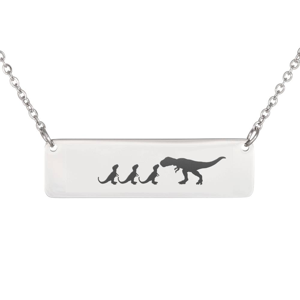 Personalized Mama Dinosaur + 3 Little Dinos – Necklace