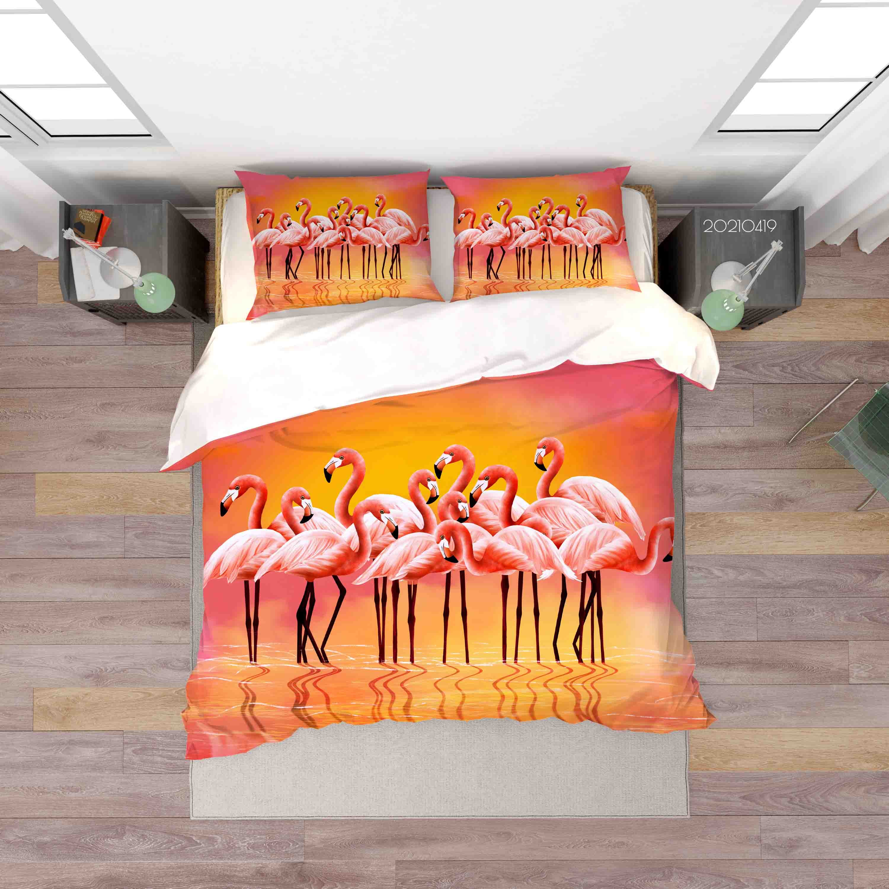 3D Watercolor Animal Flamingo Quilt Cover Set Bedding Set Duvet Cover Pillowcases 104