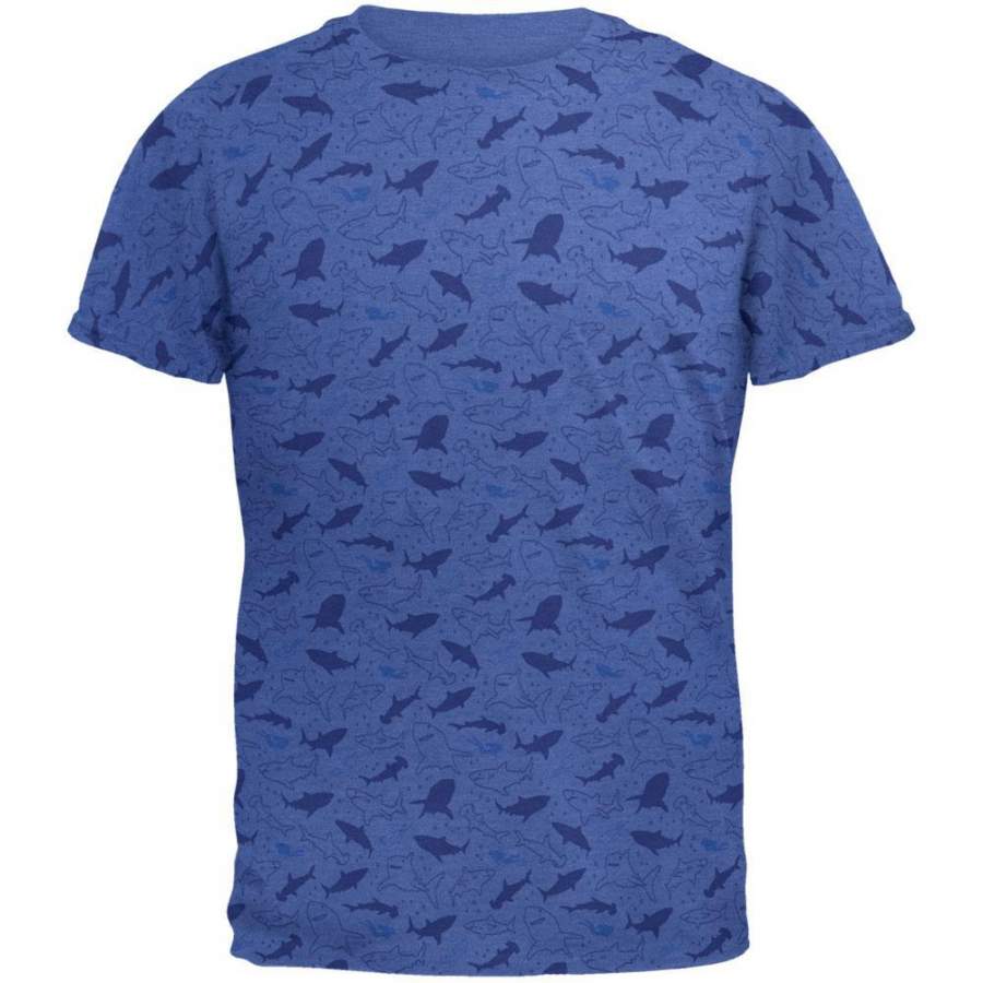 Shark Sharks Outline Repeat Pattern Mens Soft T Shirt