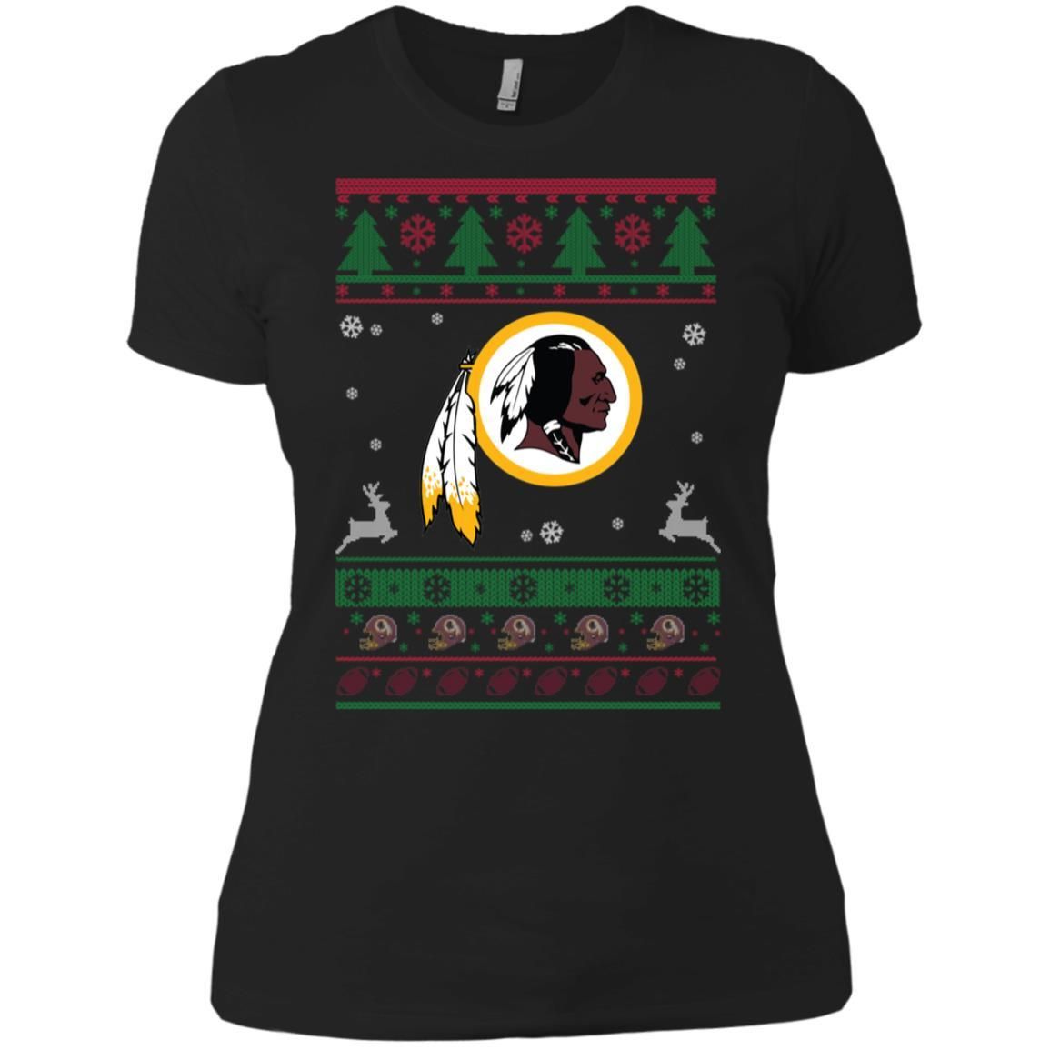 Washington Redskins Logo Football Teams Ugly Christmas Sweater Women T-Shirt