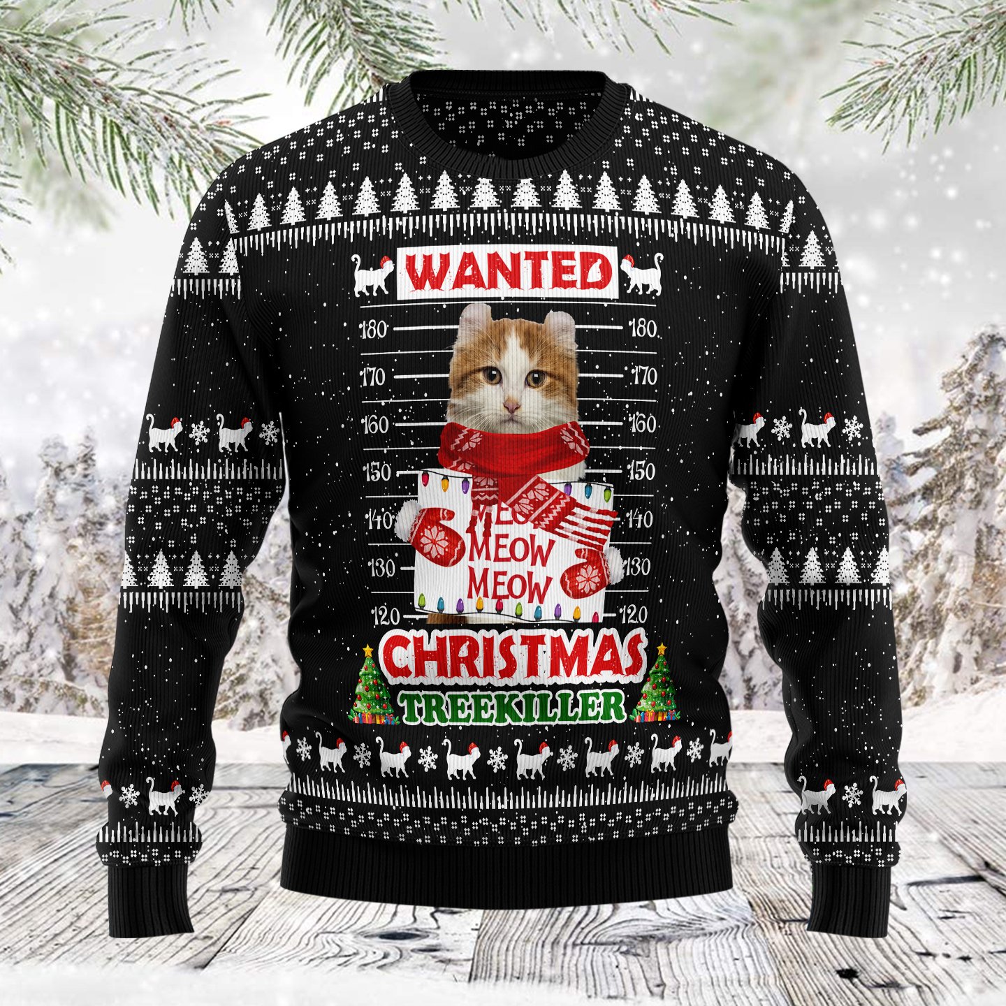 Cat Treekiller Custom Photo TG51125 unisex womens & mens, couples matching, friends, cat lover, funny family ugly christmas holiday sweater gifts (plus size available)