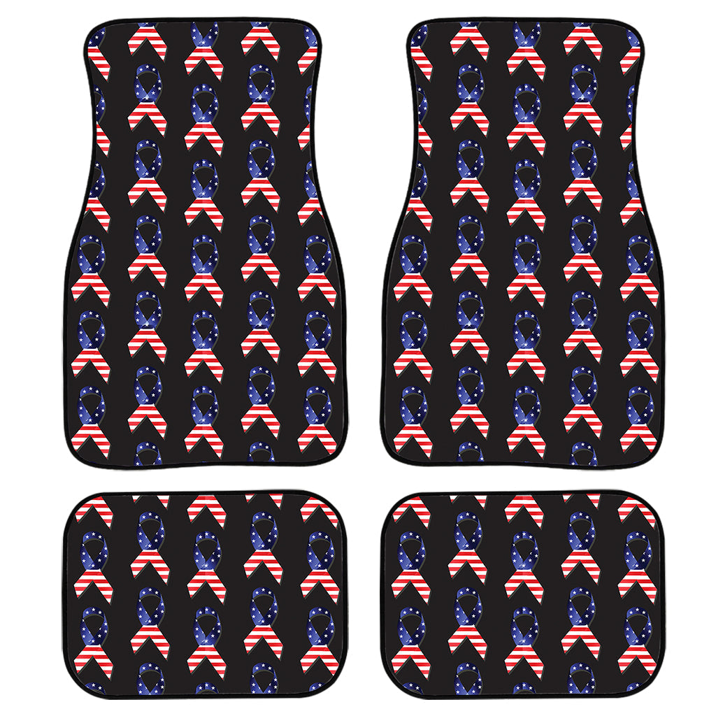 American Flag Ribbon Pattern Print Front And Back Car Floor Mats, Front Car Mat