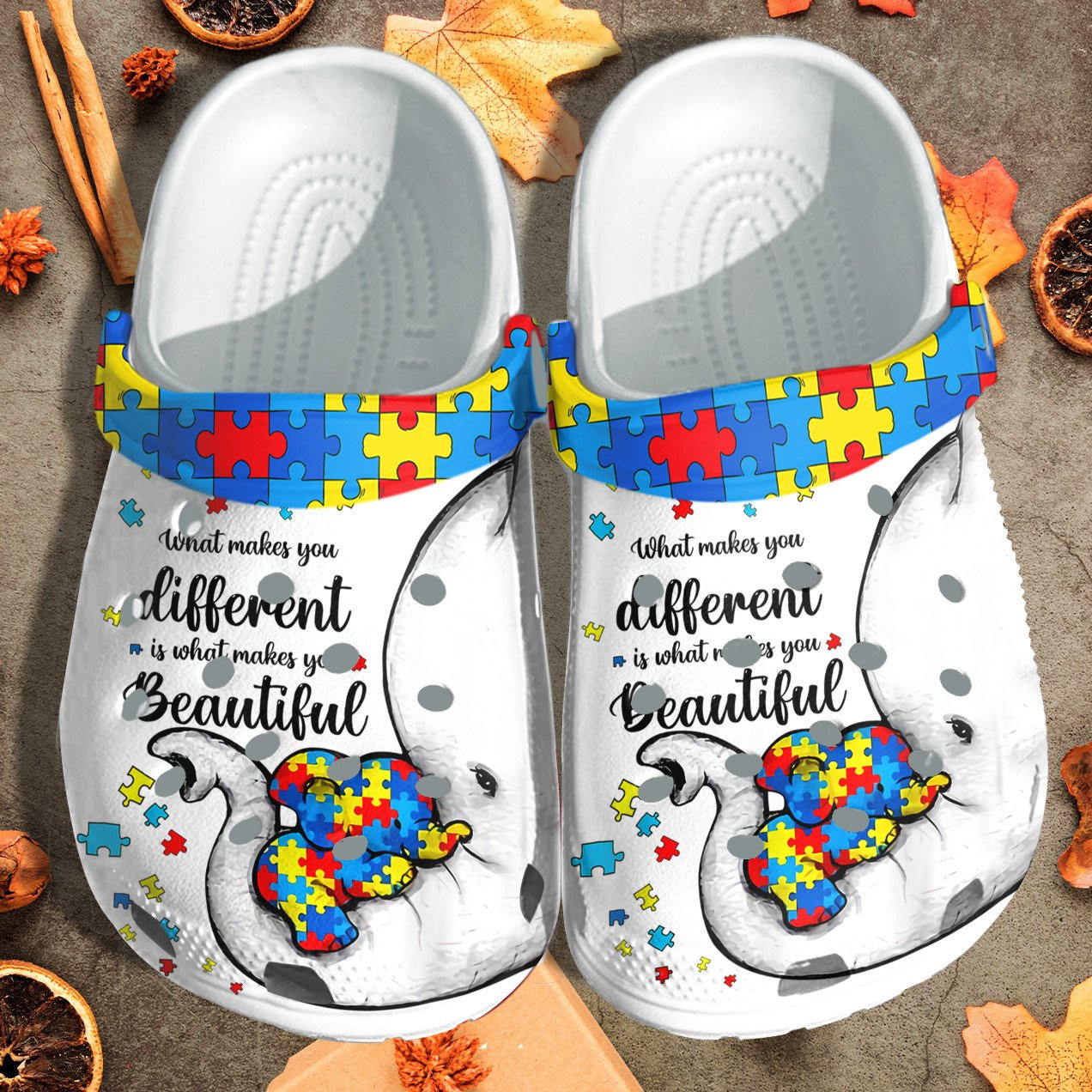 Autism Awareness Elephant Puzzel Crocs Shoes – Make You Different Is Make You Beautiful Puzzel Shoes Croc Clogs Gifts