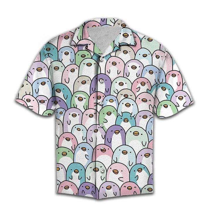 Beach Shirt Cute Baby Penguin Hawaiian Aloha Shirts L