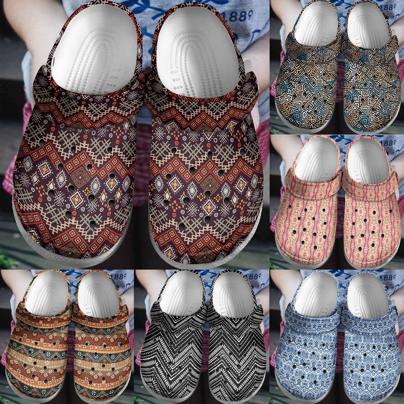 Boho Personalize Clog, Custom Name, Text, Fashion Style For Women, Men, Kid, Print 3D Boho Collection