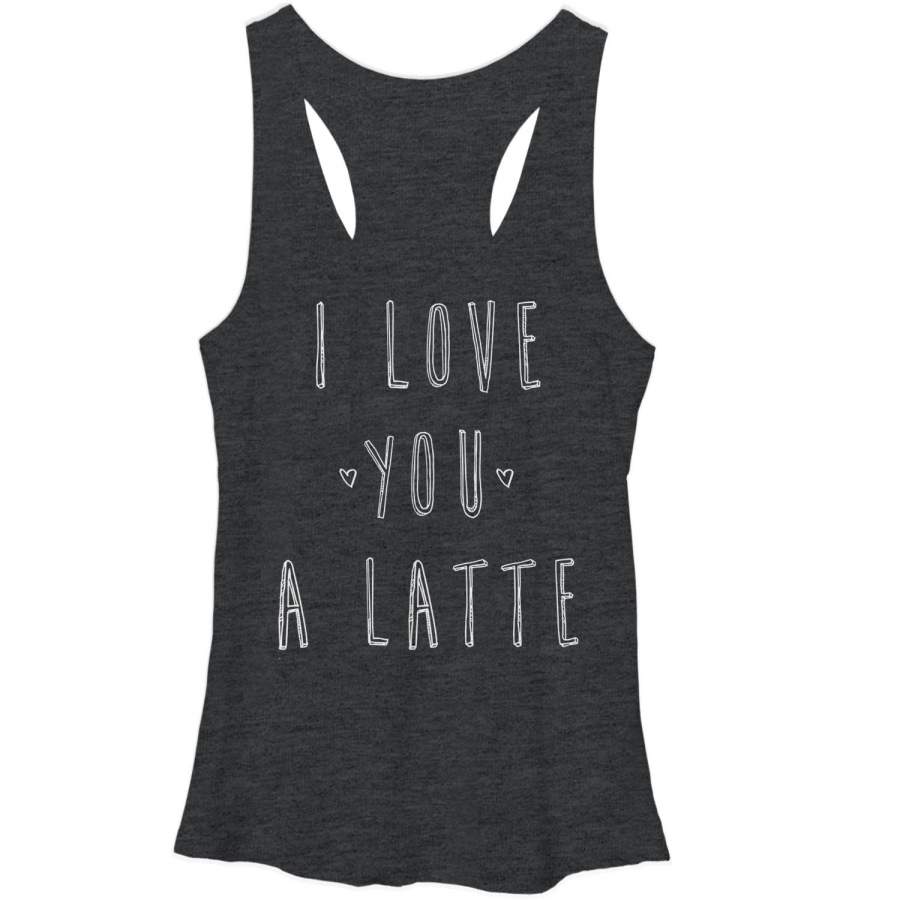 CHIN UP Women’s I Love You a Latte  Racerback Tank Black Heather