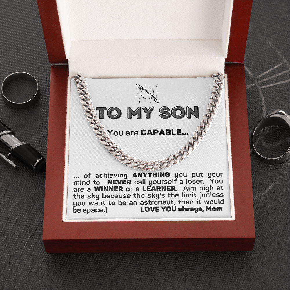 To My Son Cuban Chain Link Necklace Gift From Mom