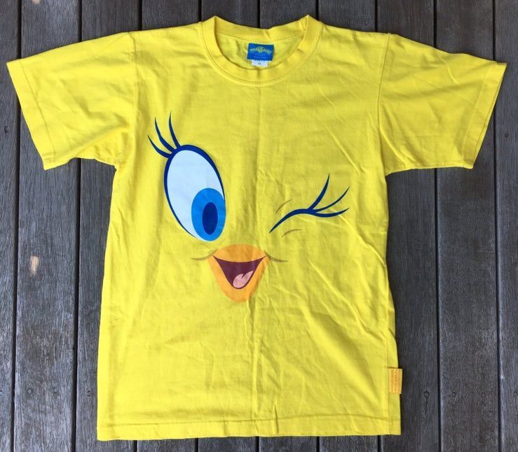 Vintage 90 S Looney Tunes Tweety Warner Brothers All Over Cartoon Face Hipster Shirt