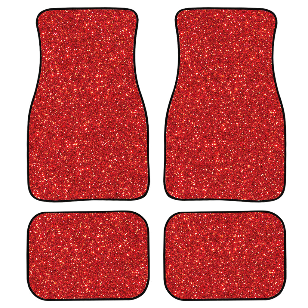 Red Glitter Texture Print Front And Back Car Floor Mats, Front Car Mat