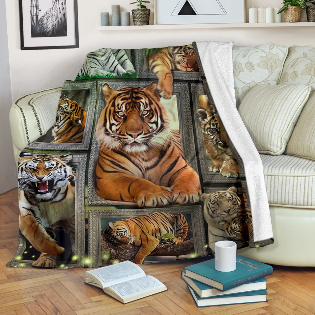 Tiger Quilt Premium Quilt Blanket Size Throw, Twin, Queen, King, Super King