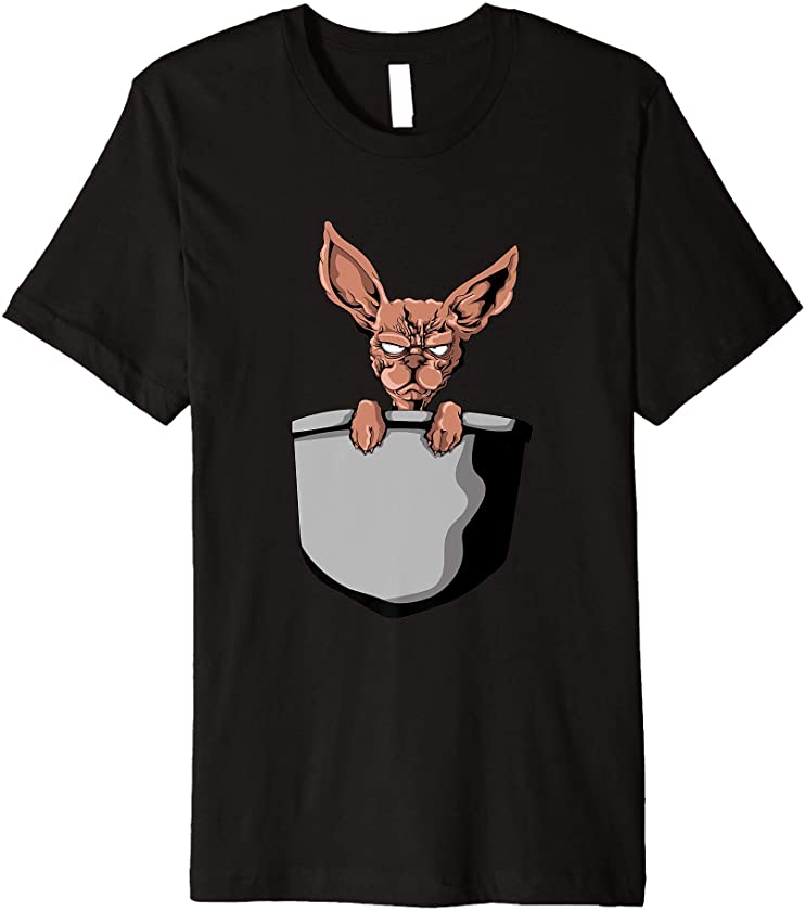 Sphynx Cat in Pocket Funny Hairless Kitten Premium T-Shirt