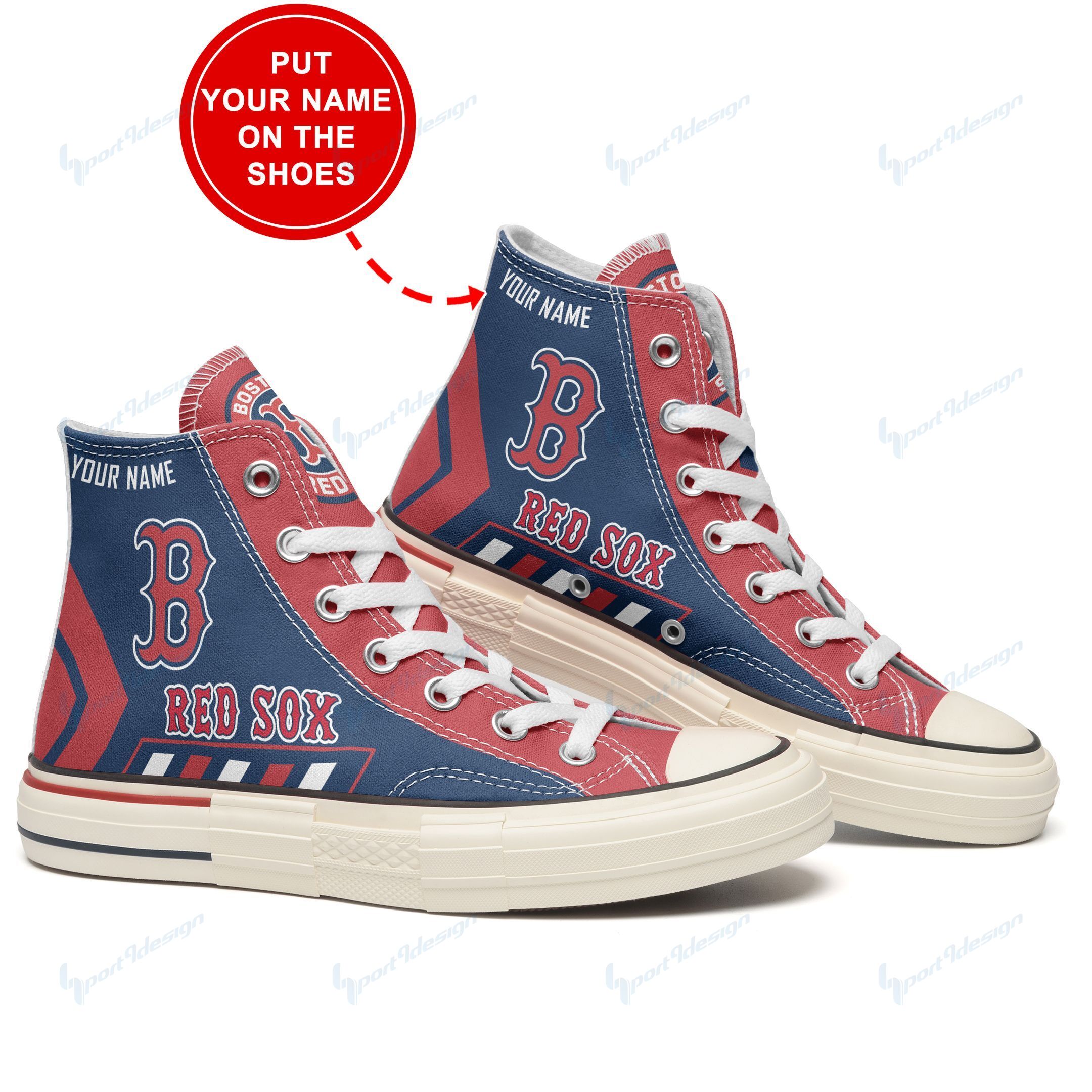 Boston Red Sox Personalized New High Top Canvas Shoes 30