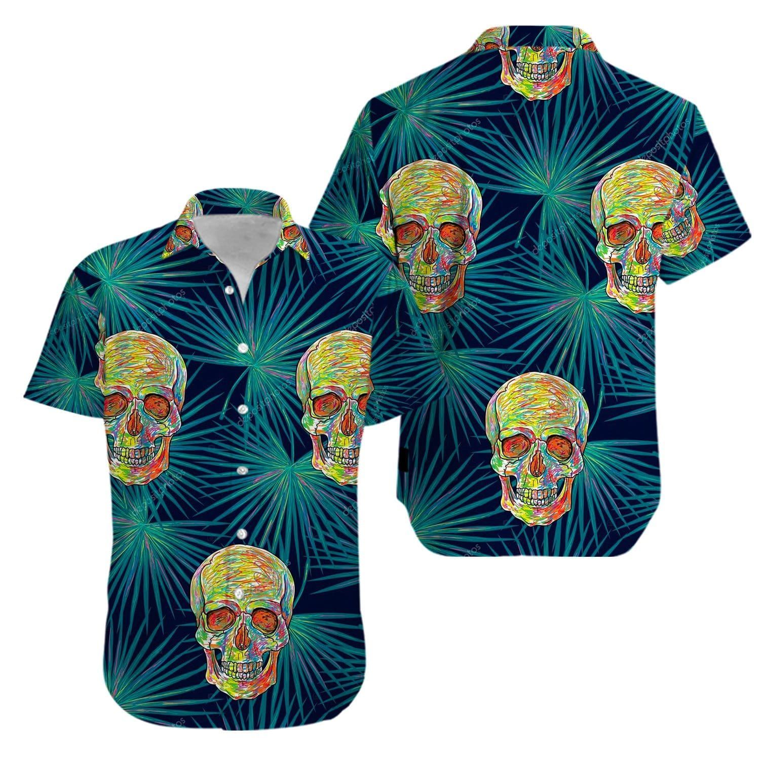 Skull Tropical Green Hawaii Shirt For Men Women Adult Ha31682