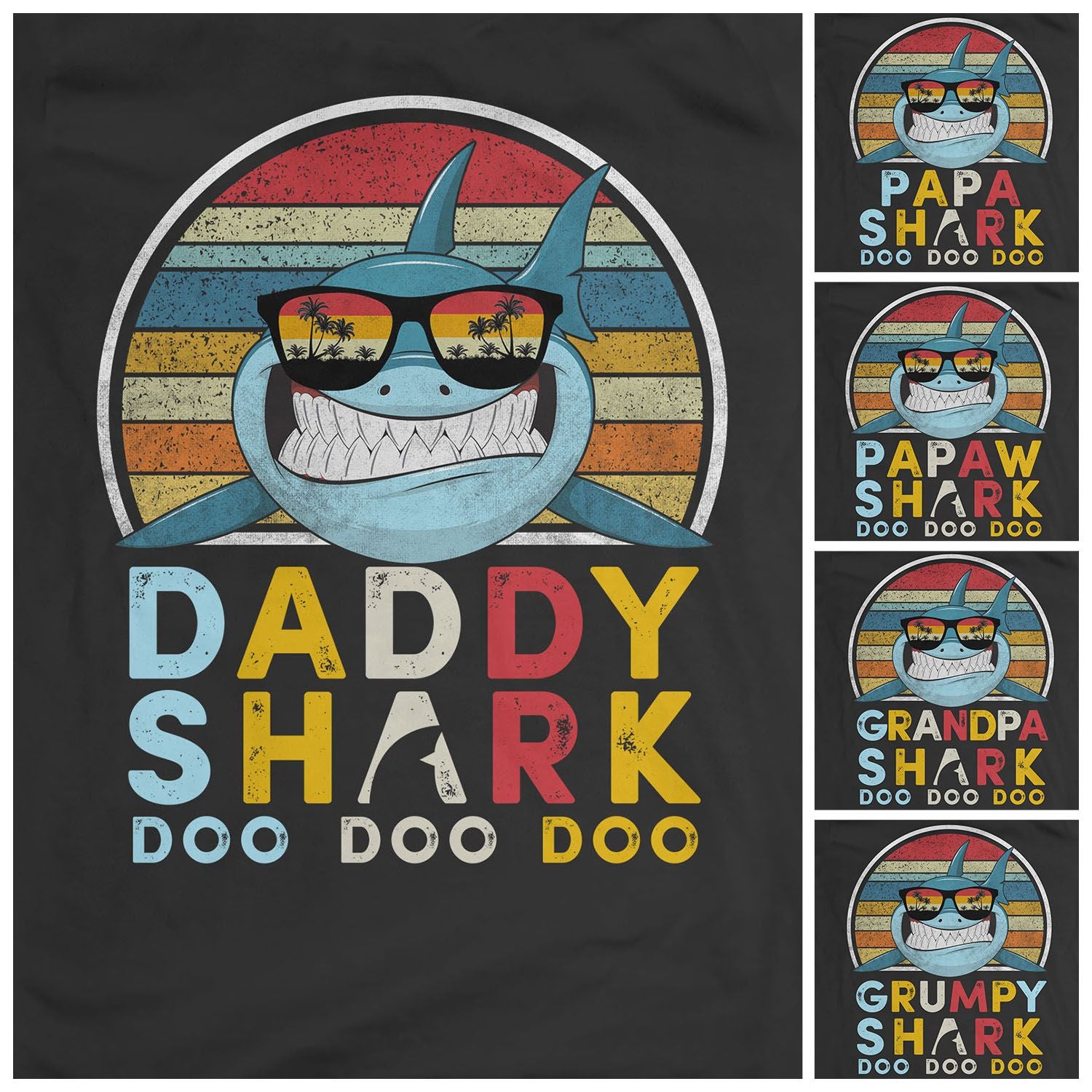 Vintage Papa Shark Doo Doo Doo Graphic Unisex T Shirt, Sweatshirt, Hoodie Size S – 5XL