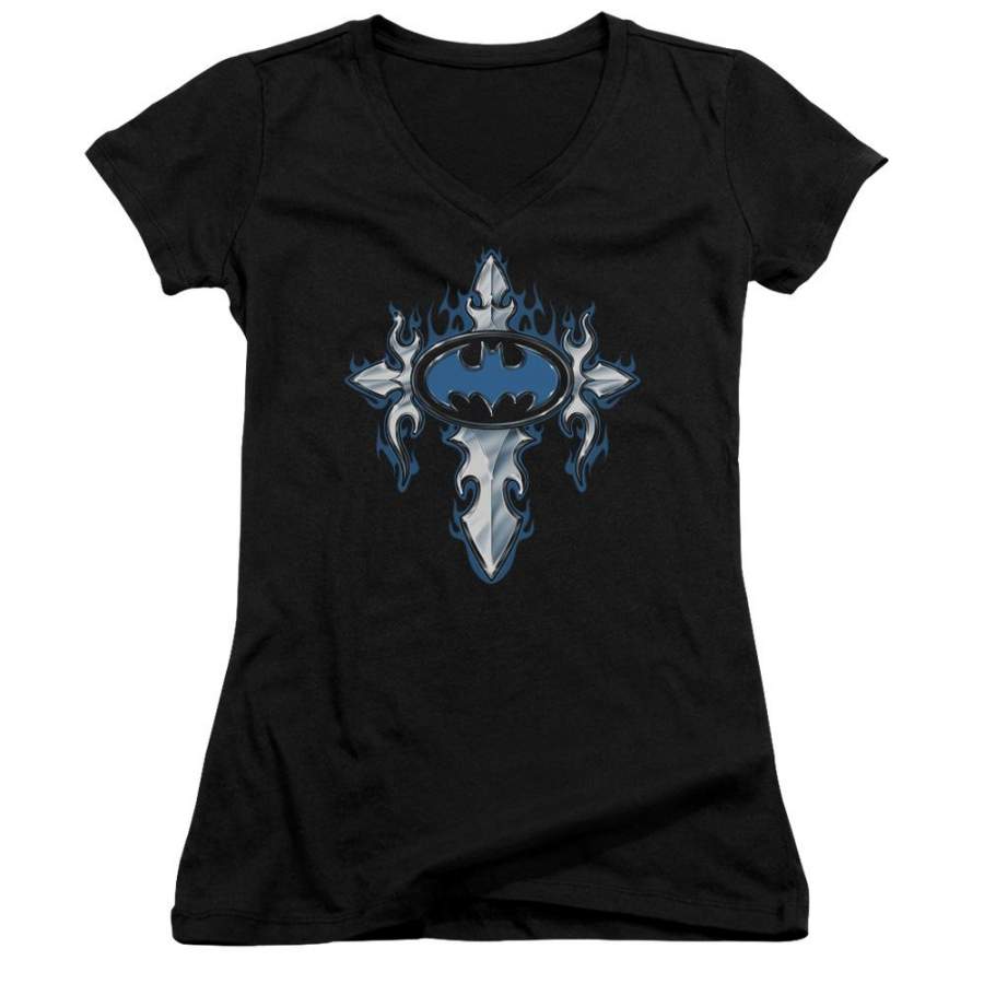 Batman – Gothic Steel Logo Junior V Neck