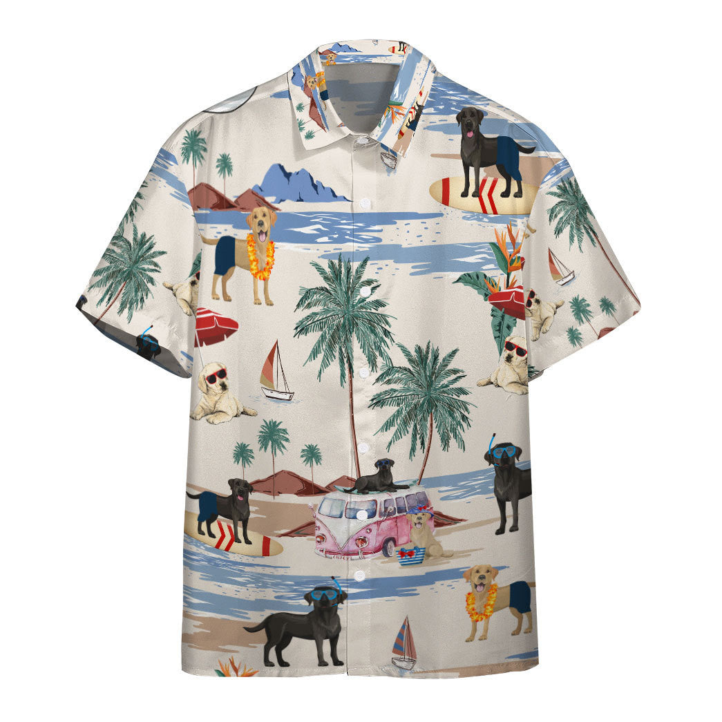 Gearhumans Labrador Retriever Summer Beach Retro Custom Hawaii Shirt Ha67105