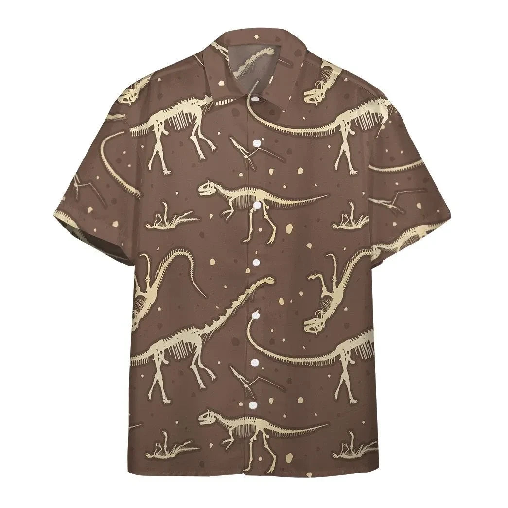 3D Dinosaurs Fossil Hawaiian Aloha Shirt 3