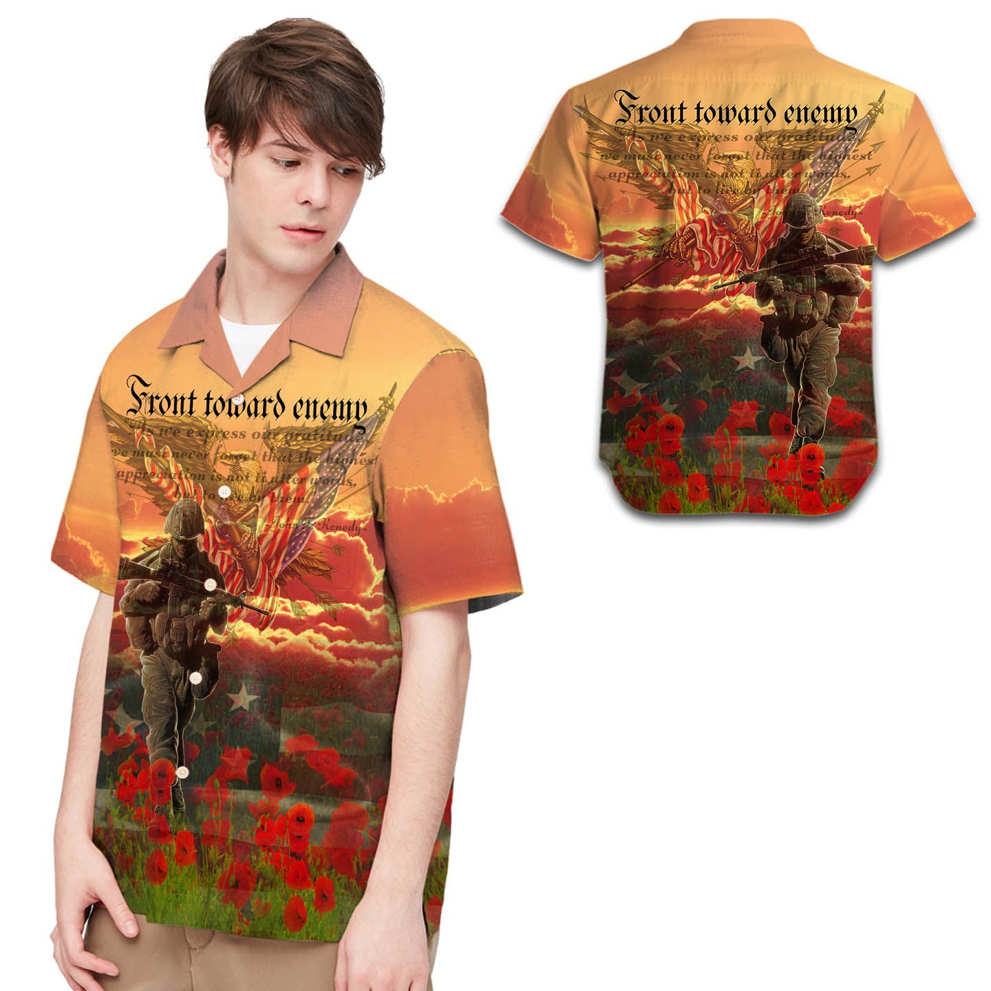 Front Towards Enemy Men Hawaii Shirt For Soldiers Ha42617