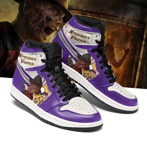 Minnesota Vikings Horror Jordan Sneakers For Fan High Top Shoes Jordan Sneaker Air Jordan High Sneakers Sport Sneakers