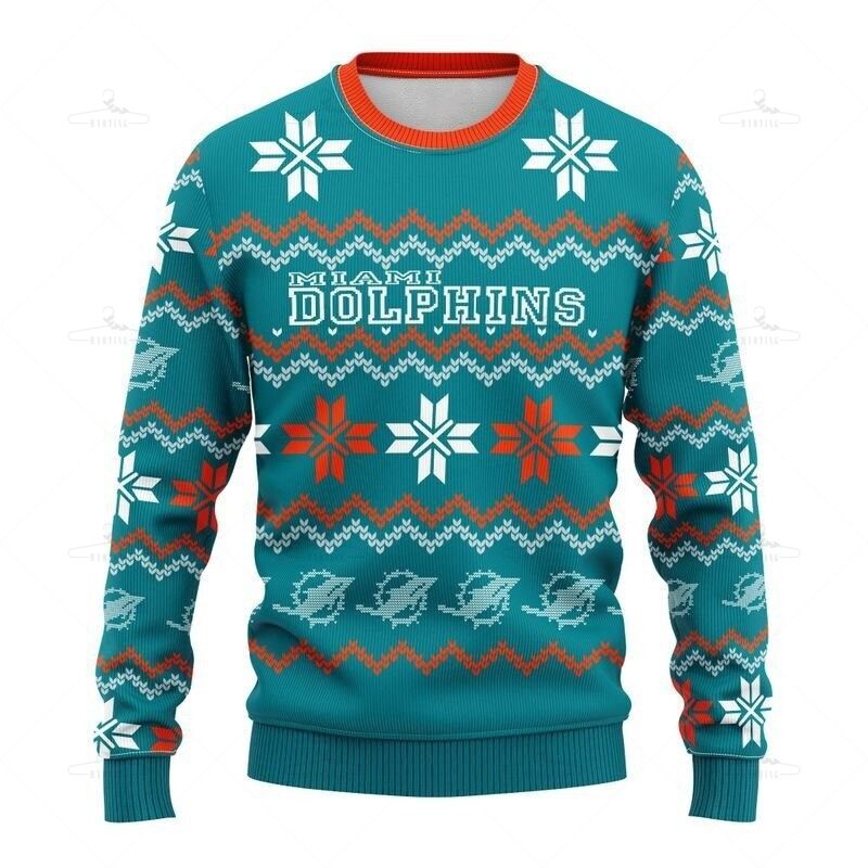 Miami Dolphins Sweatshirt Cute Snowflakes Graphic Gift For Men