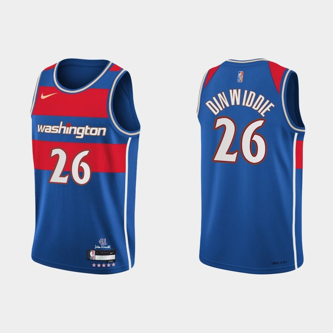 Washington Wizards Spencer Dinwiddie #26 NBA Basketball City Brandedition Blue Jersey Gift For Wizards Fans