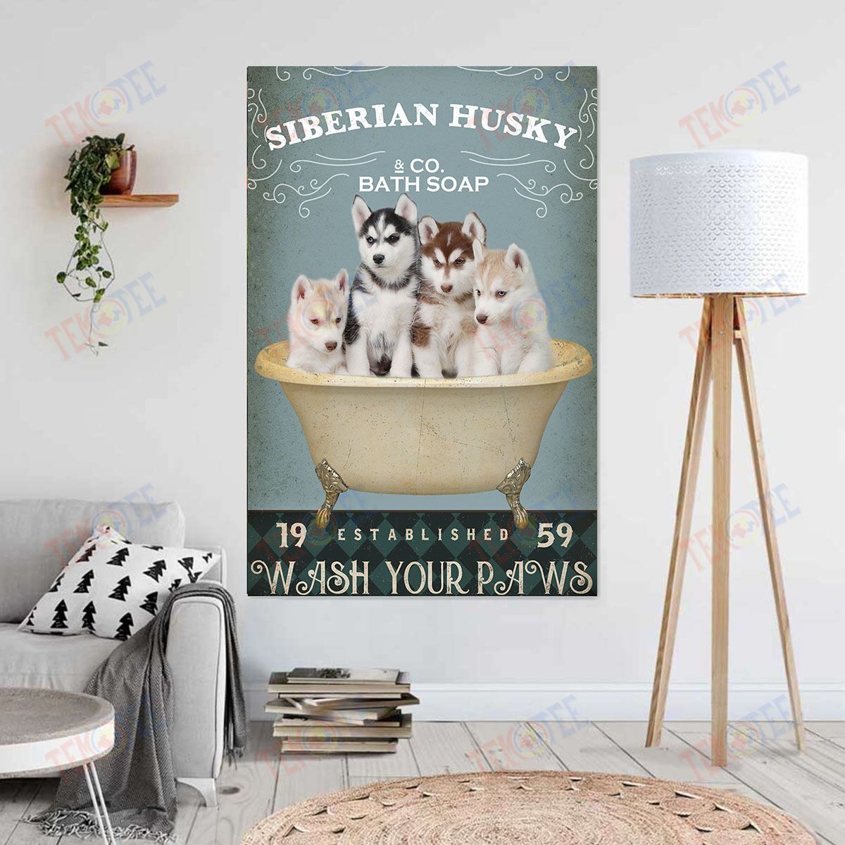 Canvas Artwork Siberian Husky Co.Bath Soap Wall Art Home Decoration