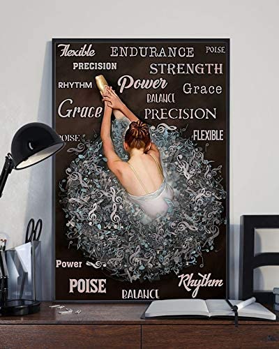 Ballet With Music Notes Endurance Poise Precision Strength Rhythm Power Grace Balance Poster Perfect Ideas On Xmas Birthday Home Decor