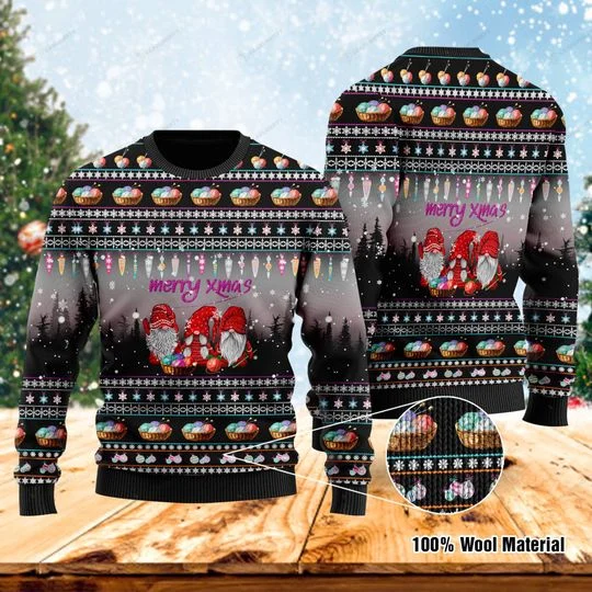 Three Gnomes For Crochet Lovers Christmas Ugly Sweater | Unisex | Full Size | Adult | Colorful | US1304