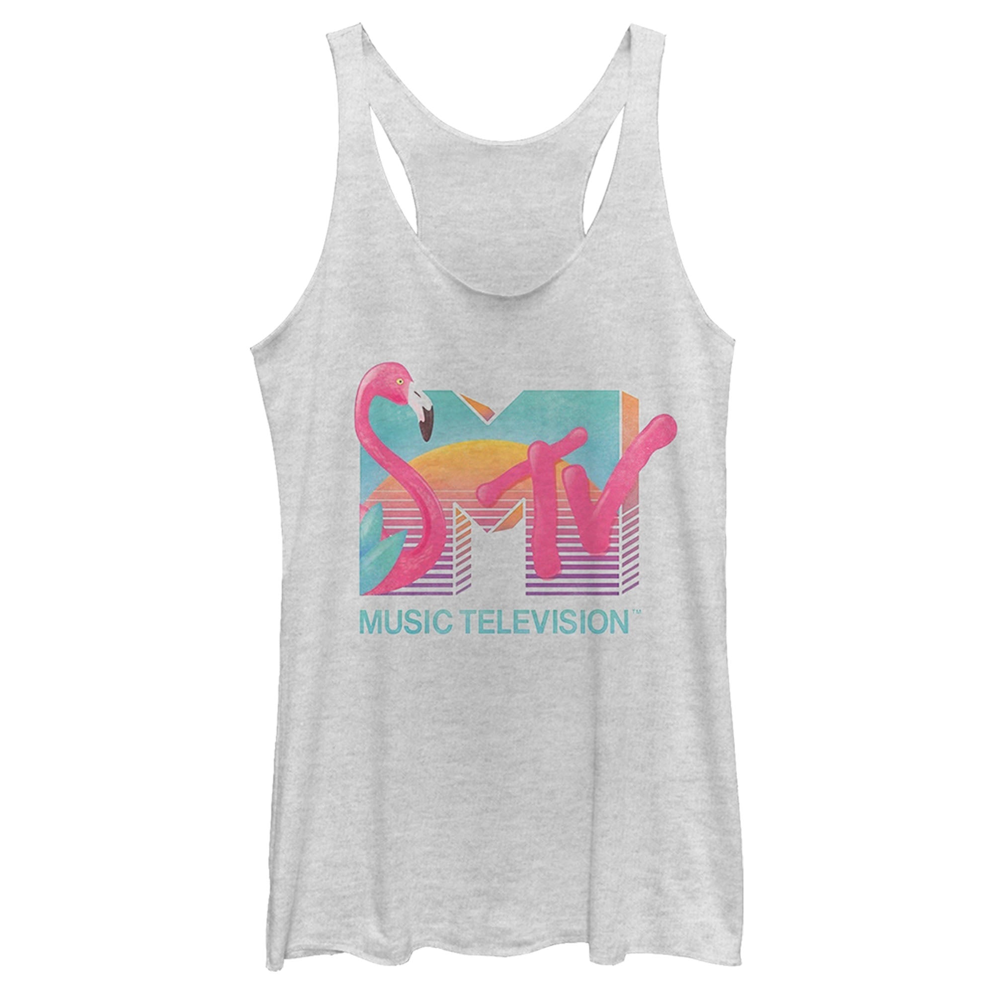 Women’S Mtv Retro Flamingo Logo Racerback Tank Top