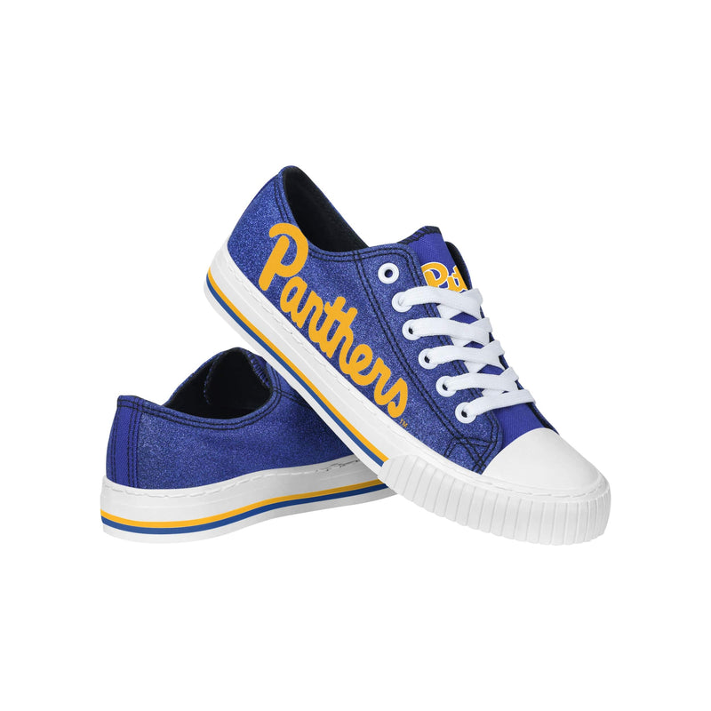 Pittsburgh Panthers NCAA Womens Color Glitter Low Top Canvas Shoes