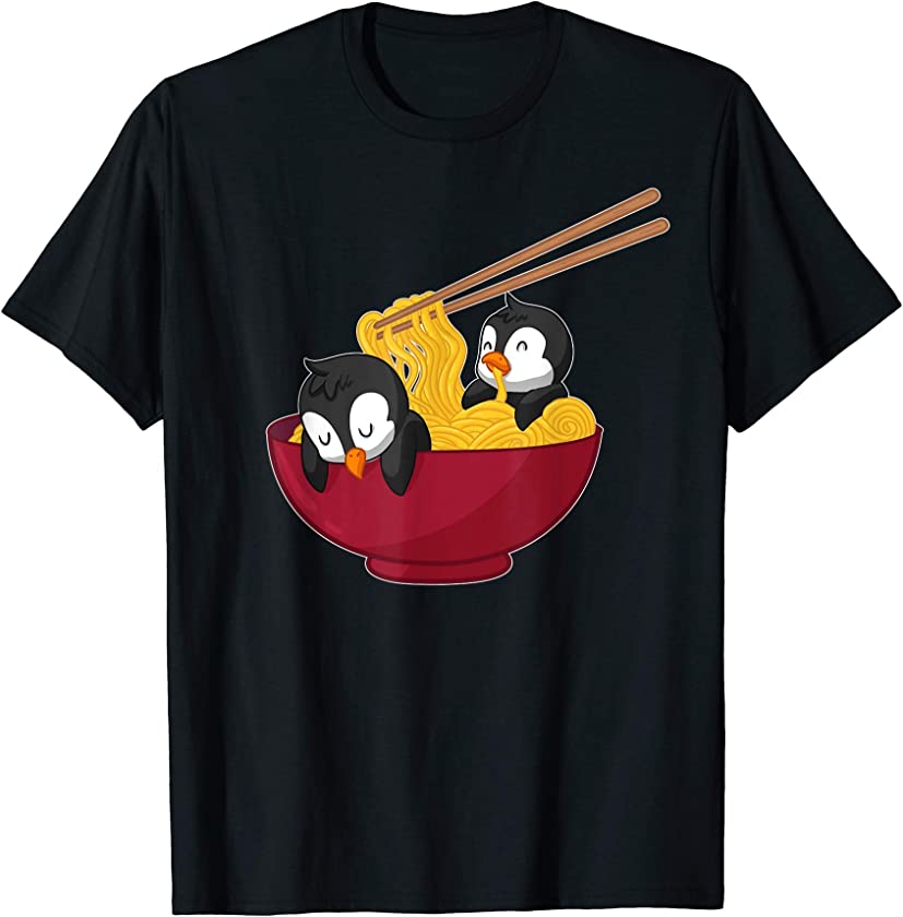 Kawaii Anime Japanese Ramen Noodles Penguin Gift T-Shirt