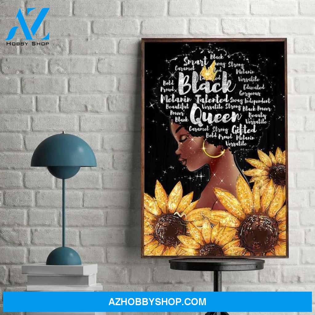 Black Queen African Girl Sunflower Wall Art Home Poster Canvas