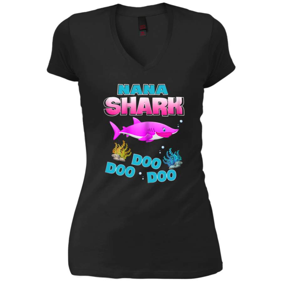 AGR nana Shark Doo Doo Doo – Mothers Day Ladies V-Neck