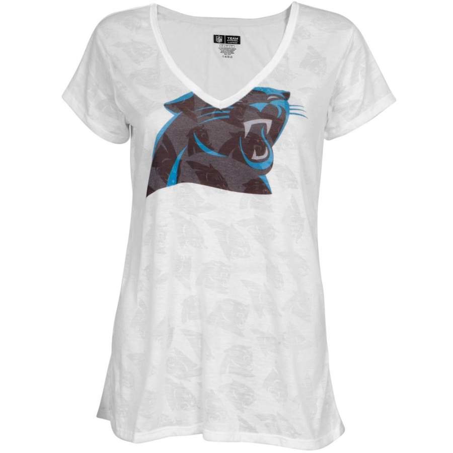 Carolina Panthers – Large Logo Juniors Burnout V-Neck T-Shirt