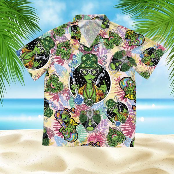 Tropical Alien Cannabis Hawaiian Shirt | Unisex | Adult | Hw4463